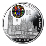 Espanha 10€ Catedral de Burgos 2021 Prata Proof